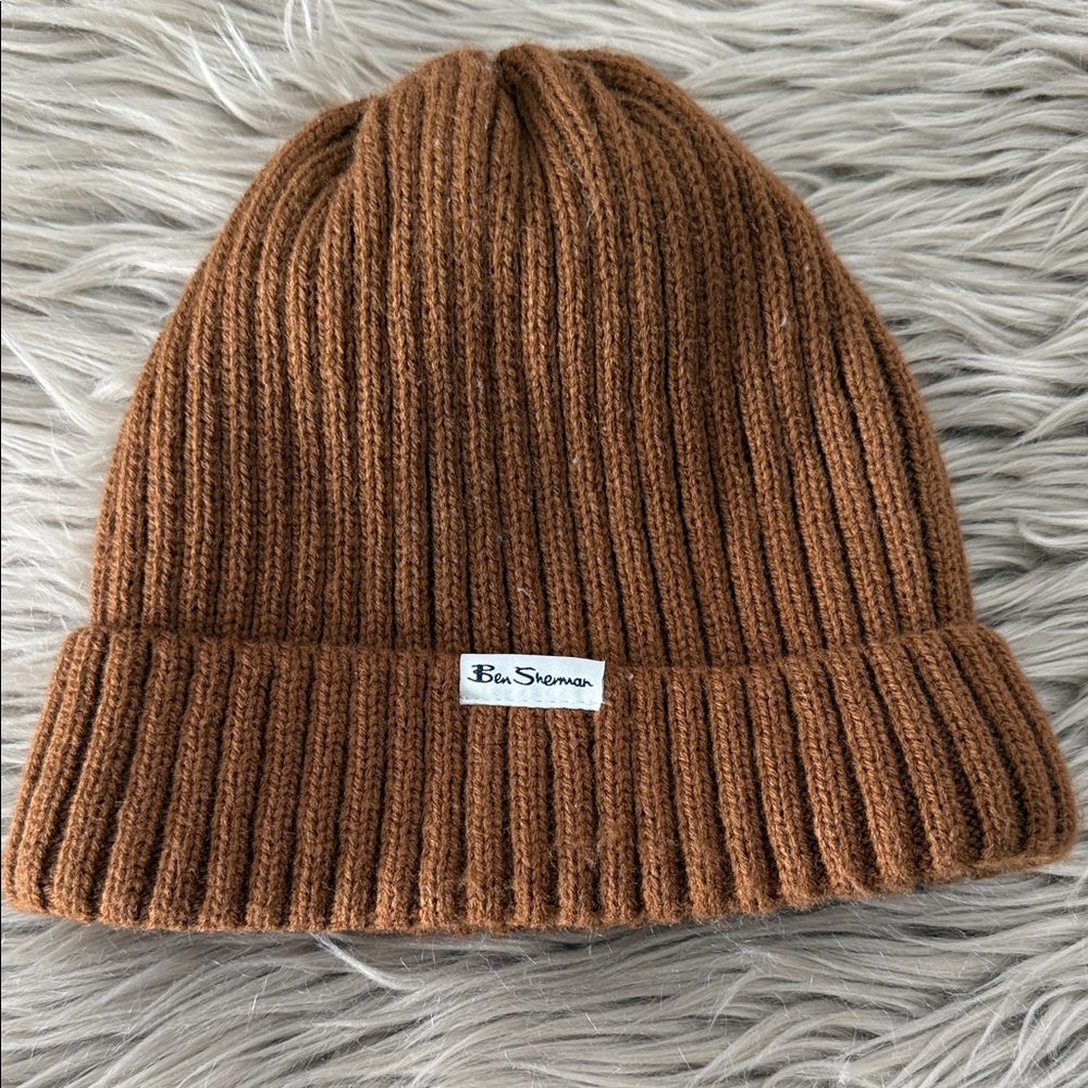 Ben Sherman Kids' Tan Ribbed Beanie